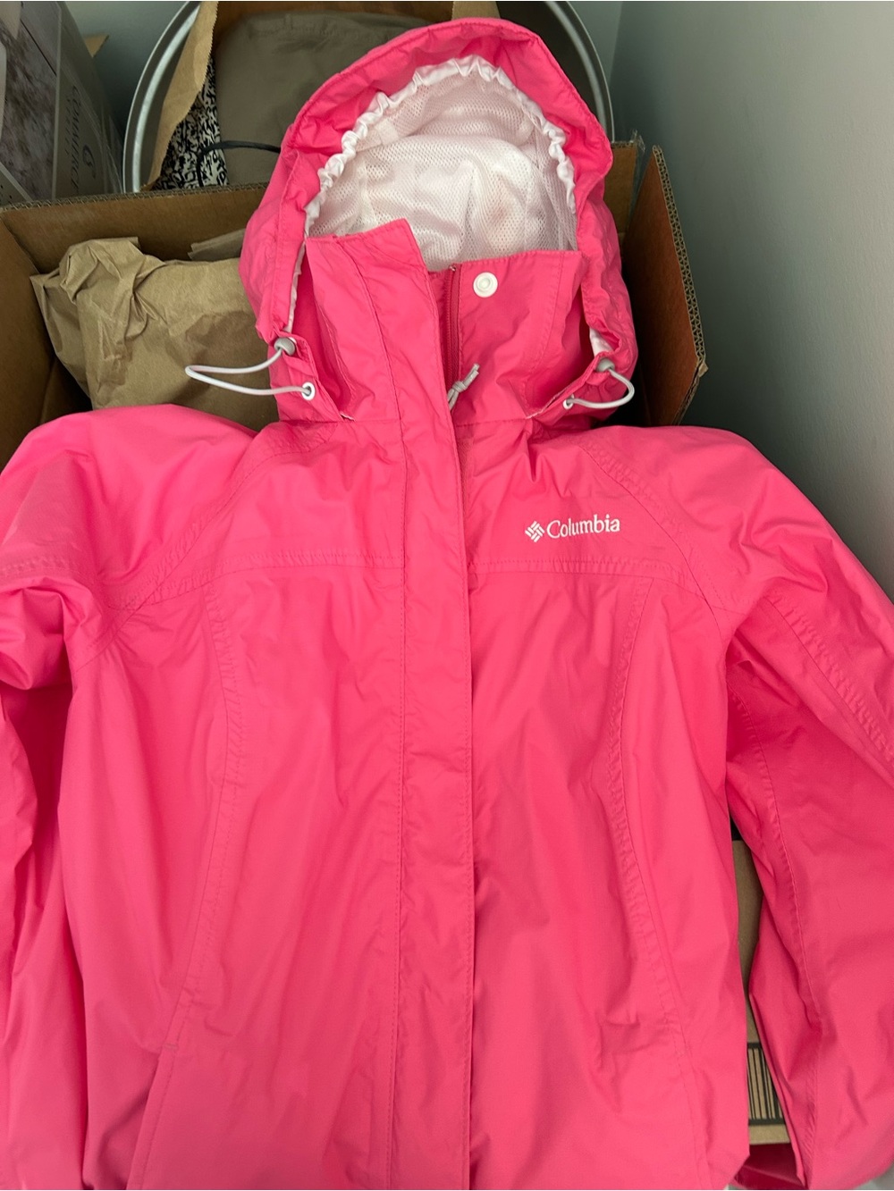 Columbia Women’s Pink Hooded Rain Jacket